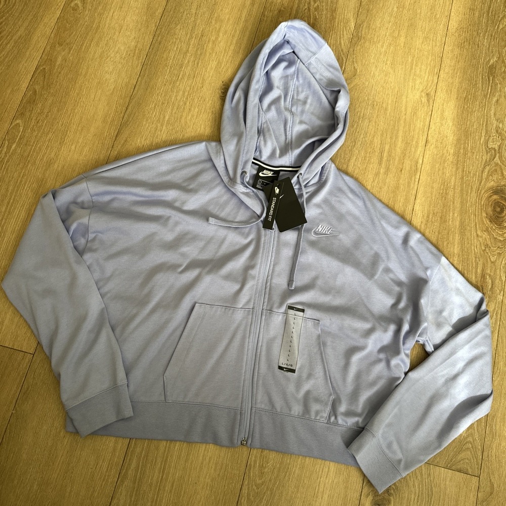 Nike Women's Full Zip Hoodie Standard Fit Lilac Logo Large NWT Gym Pilates